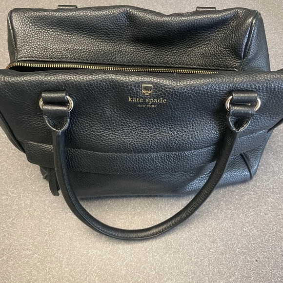 Kate Spade black textured leather satchel GUC